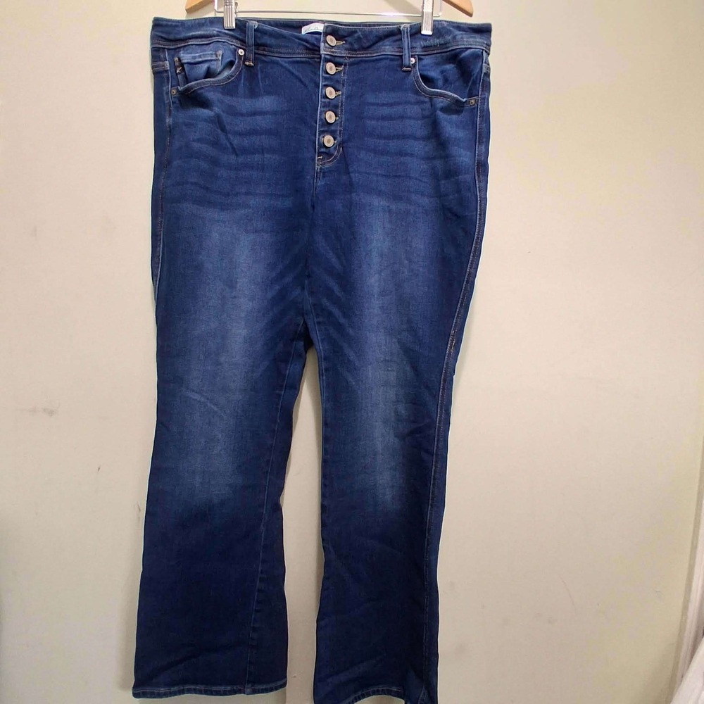KanCan Maurices Women Blue High Rise Button Fly Flare Jeans 20 124247